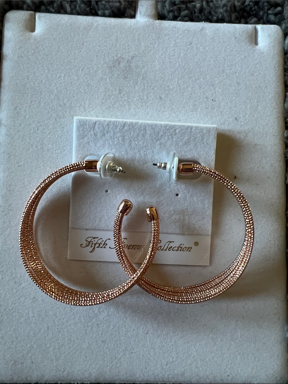 Fifth Avenue Collection Rose Gold Textured Hoop Earrings
